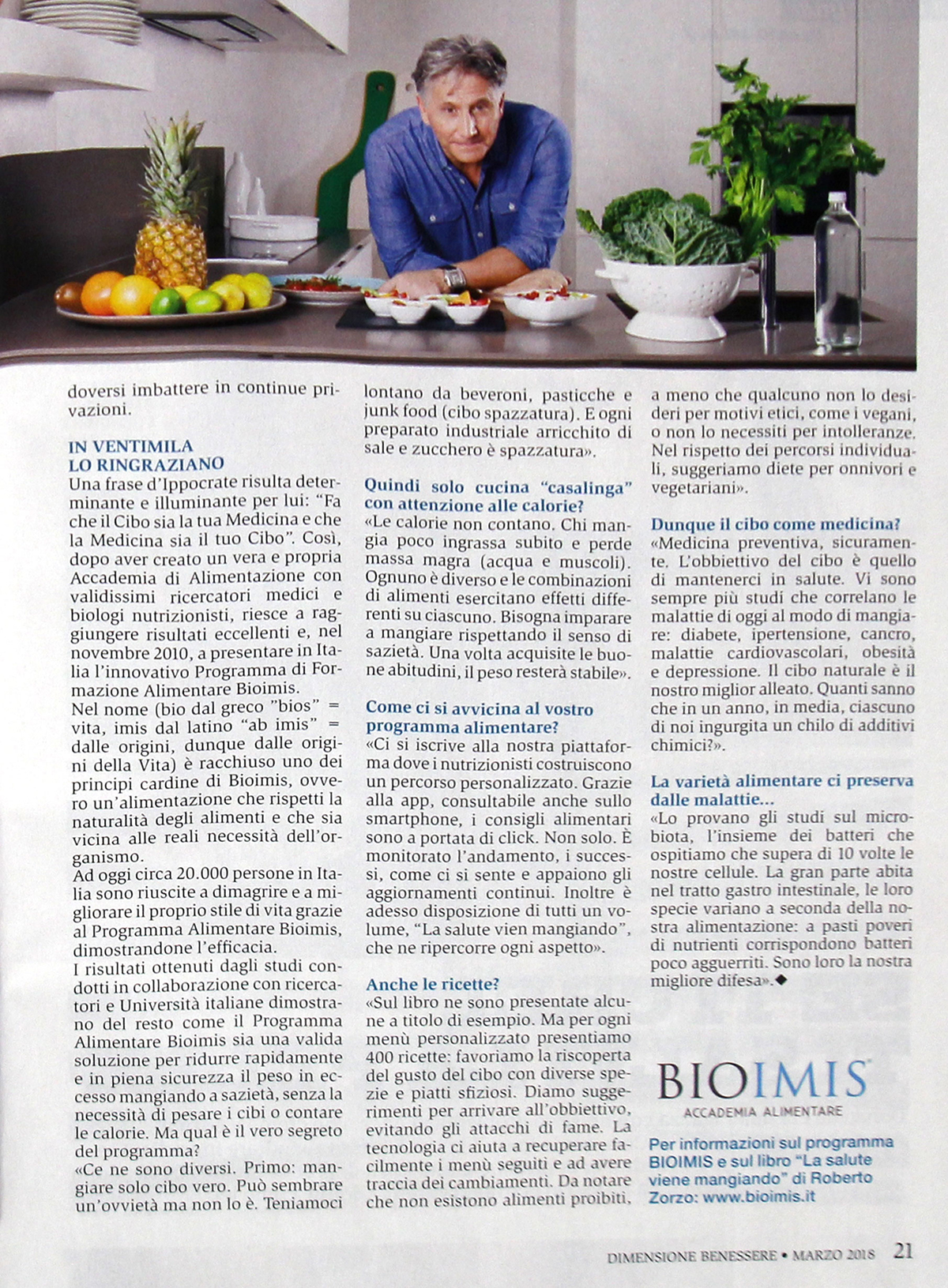 bioimis roberto zorzo dimensione benessere la salute vien mangiando 